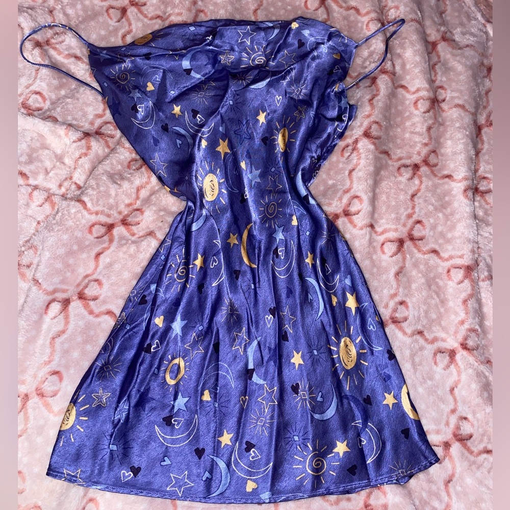 Zara XS celestial satin slip mini dress!💜 - Picture 2 of 7
